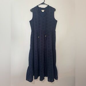 Magnolia Midnight‎ Blue Eyelet Midi Dress Sz L